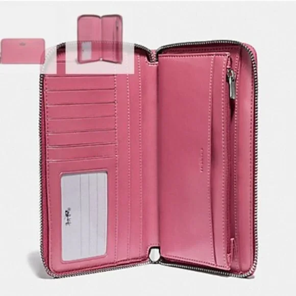 Coach F39885 Embossed Continental Wallet, SV/Strawberry - Picture 2 of 6